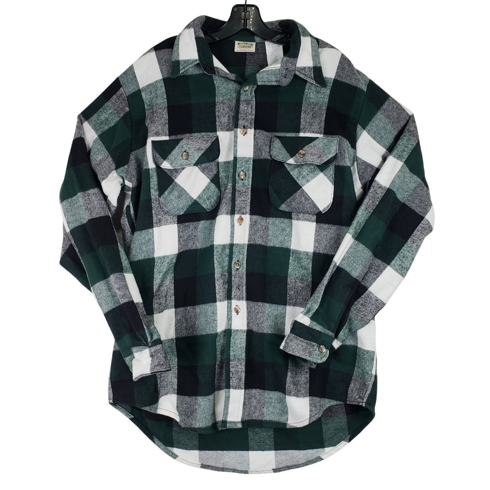 Five Brother Buffalo Plaid Flannel Shirt Mens L Tall Green Workwear Americana